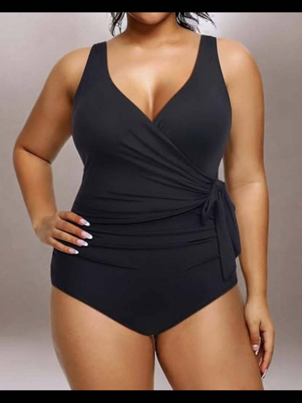 NWT Yonique Wrap-Style One Piece Swimsuit with Tummy Control & Built In Bra